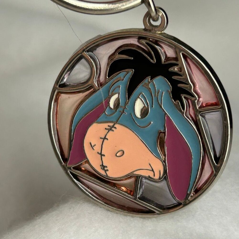Disney Store Japan Rare Eeyore Stained Glass Circle Keychain Enamel